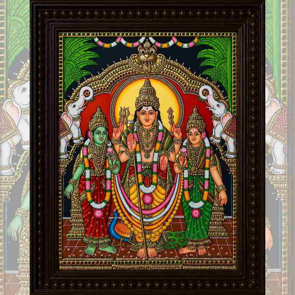 Lord Murugan with Valli and Deivanai